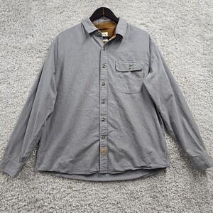 Dubinik Mens Button Up Shirt Gray‎ Corduroy Trim Long Sleeve Size XL Casual